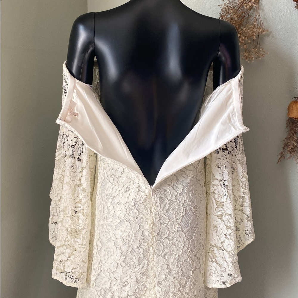 Wayf Cream Lace Off-Shoulder Angelic Dress - Picture 10 of 12